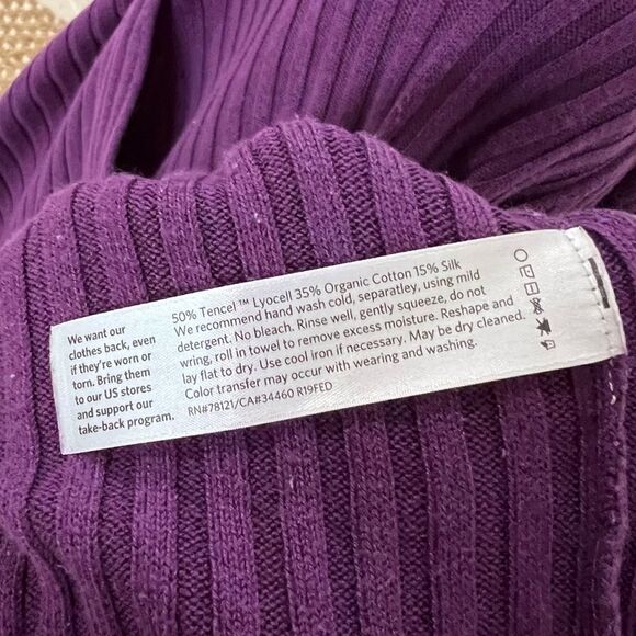 Eileen Fisher Tencel Organic Cotton Silk Blend Purple Sweater Size Medium - Picture 5 of 5